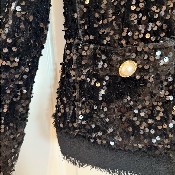 NWT ADORABLE Nanette Lepore black sequin blazer jacket women's S - Picture 8 of 11